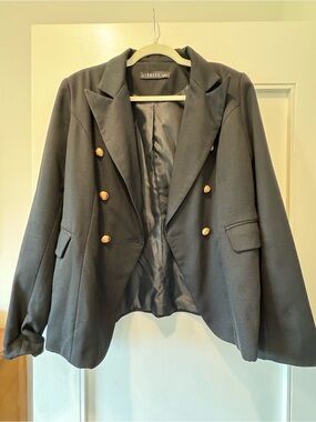 Lioness Black Double-Breasted Blazer with Gold Buttons